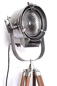 1950's BRITISH FILM SPOT LIGHT THEATRE STUDIO FLOOR LAMP WITH WOODEN TRIPOD - The Vintage Lighting Company LTD