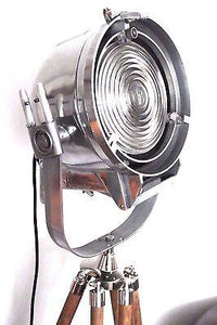 1950's BRITISH FILM SPOT LIGHT THEATRE STUDIO FLOOR LAMP WITH WOODEN TRIPOD - The Vintage Lighting Company LTD