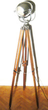 1950's VINTAGE THEATRE LIGHT BY STRAND OF LONDON ON WOODEN TRIPOD FLOOR LAMP - The Vintage Lighting Company LTD