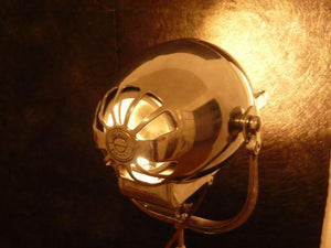 VINTAGE THEATRE LIGHT ANTIQUE LAMP FILM STUDIO ART DECO STRAND TRIPOD PATT 123 - The Vintage Lighting Company LTD