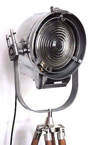 1950's BRITISH FILM SPOT LIGHT THEATRE STUDIO FLOOR LAMP WITH WOODEN TRIPOD - The Vintage Lighting Company LTD