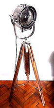 1950's BRITISH FILM SPOT LIGHT THEATRE STUDIO FLOOR LAMP WITH WOODEN TRIPOD - The Vintage Lighting Company LTD