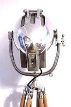 1950's BRITISH FILM SPOT LIGHT PRESENTED ON A WOODEN TRIPOD - The Vintage Lighting Company LTD