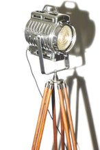 1940's ARNOLD & RICHTER MUNICH ANTIQUE FILM SPOT LIGHT PRESENTED ON A WOODEN TRIPOD - The Vintage Lighting Company LTD