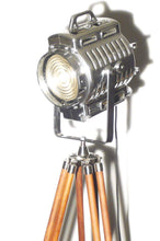 1940's ARNOLD & RICHTER MUNICH ANTIQUE FILM SPOT LIGHT PRESENTED ON A WOODEN TRIPOD - The Vintage Lighting Company LTD