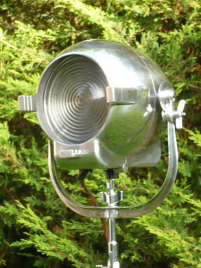 VINTAGE THEATRE LIGHT ANTIQUE LAMP FILM STUDIO ART DECO STRAND TRIPOD PATT 123 - The Vintage Lighting Company LTD