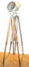 1950's VINTAGE THEATRE LIGHT BY STRAND OF LONDON ON WOODEN TRIPOD FLOOR LAMP - The Vintage Lighting Company LTD