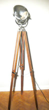 1950's VINTAGE THEATRE LIGHT BY STRAND OF LONDON ON WOODEN TRIPOD FLOOR LAMP - The Vintage Lighting Company LTD