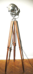 1950's VINTAGE THEATRE LIGHT BY STRAND OF LONDON ON WOODEN TRIPOD FLOOR LAMP - The Vintage Lighting Company LTD