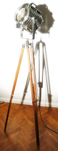 1940's ARNOLD & RICHTER MUNICH ANTIQUE FILM SPOT LIGHT PRESENTED ON A WOODEN TRIPOD - The Vintage Lighting Company LTD