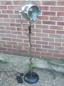 1950'S VINTAGE THEATRE LIGHT BY STRAND OF LONDON ON A CAST METAL FLOOR LAMP STAND - The Vintage Lighting Company LTD