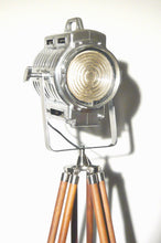 1940's ARNOLD & RICHTER MUNICH ANTIQUE FILM SPOT LIGHT PRESENTED ON A WOODEN TRIPOD - The Vintage Lighting Company LTD