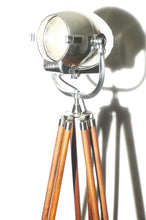 1950's VINTAGE THEATRE LIGHT BY STRAND OF LONDON ON WOODEN TRIPOD FLOOR LAMP - The Vintage Lighting Company LTD